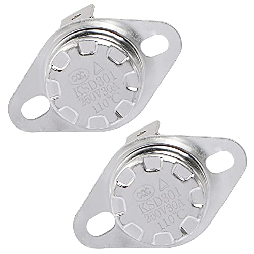 Aopin熱制御スイッチKSD301通常閉鎖NC 110度250V高電流30Aサーモスタット温度スイッチ2個入り