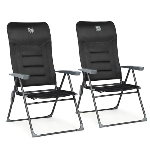 Timber Ridge Silla De Jardín Plegable De Aluminio Con Respaldo 7 Posiciones Alto Ajustable Con Reposabrazos Reposacabezas Acolchado 2 Pcs, Negro Timber Ridge Silla De Jardín Plegable De Aluminio Con Respaldo 7 Posiciones Alto Ajustable Con Reposabrazos Reposacabezas Acolchado 2 Pcs, Negro