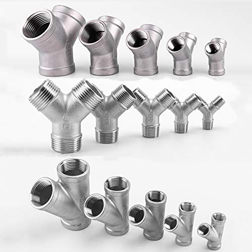1PCS 304 Stainless Steel Y Shape 3 Ways Joint 1/4 3/8 1/2 3/4 1" 2" Female/Male Thread One Split Two Way Water Pipe Fittings(Y-Shape Female threa,2")