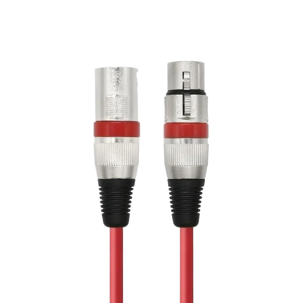 Audio-Mikrofon, XLR-Stecker auf XLR-Buchse, buntes Patchkabel, Schlangenkabel, 3-poliges Mikrofonkabel (rot, 300 cm)