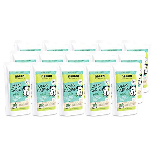 napani - Omas Garten - Veganes Hundefutter nass, Bio Hundefutter mit Hirse & Kichererbsen, Hunde Nassfutter, purinarm & schonend gegart, 15x150g