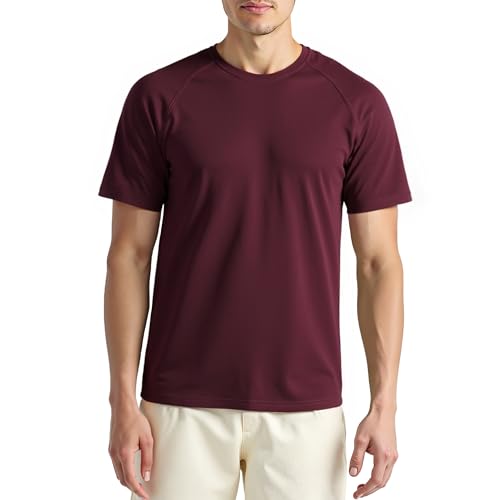 ineepor Merino Shirt Herren Wandershirt Gym Fitness Funktionsshirt Atmungsaktiv Basic Sport Tshirts Anti Schweiß UPF 50+ Kühlung Schnelltrocknend Geruchshemmend