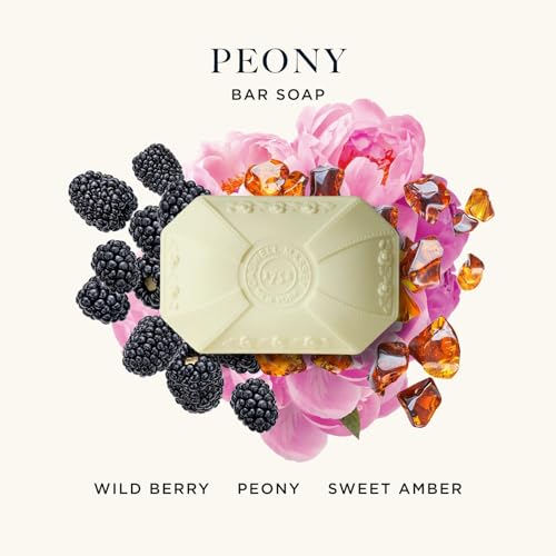 Image of Caswell-Massey Peony Natural Bar Soap for Women, Moisturizing Body Soap Bar for All Skin Types, Made with Essential Oils & Plant-Based Formula for Soft Skin, 3.5 oz