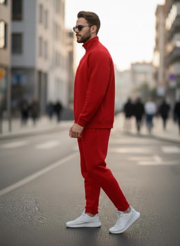 Image of Mack Jonney Solid Half Zipper Track Suit for men | Co-ord Set | Warm Fleece Tracksuit Set | Full Sleeve Sweatshirt