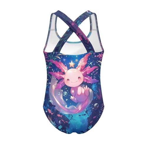 Image of WELLFLYHOM Girls Swimsuit 5-14 Cross Back Swimwear Full Coverage One Piece Bathing Suit Sleeveless Beachwear