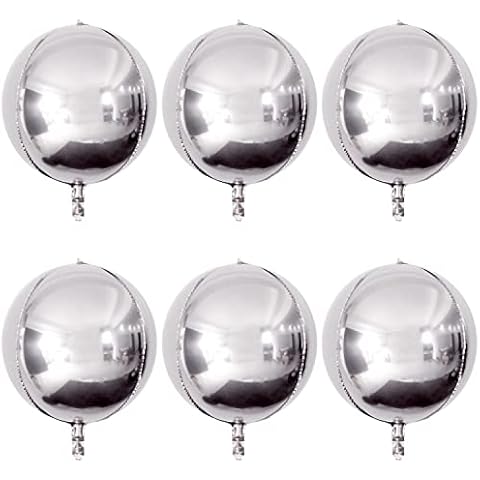 Pandecor 6 Pieces Giant Balloons Decorations - 22 Inches Large Round Metallic Foil Balloons for Anniversaries, Wedding, Baby Shower, Birthday Party Supplies(Silver) Cover