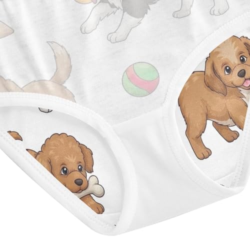 Toddler Panties, Cute Dogs White Cotton Underwear for Girls, 2T–8 Years4