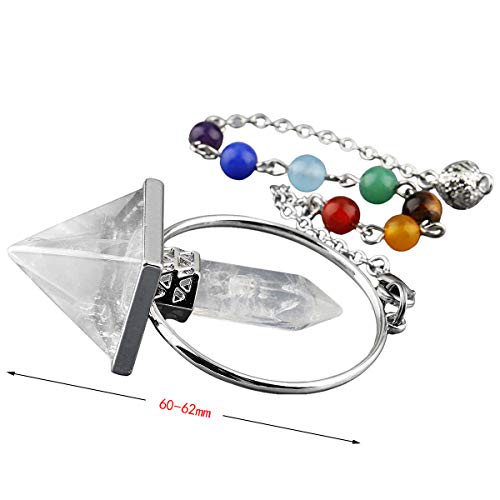 Nupuyai Rock Crystal 7 Chakra Pyramid and Pendulum Set, Healing Stone Kit - Image 3