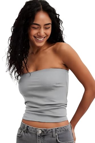 Image of SIGHTBOMB Seamless Double Layer Ultra Ultra Soft Bandeau SOFTLINE Cuddle Off Shoulder Tops for Women Tshirt