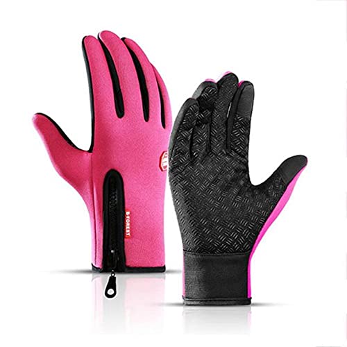 Gants d'hiver chauds pour hommes sports étanche ski rose XXL