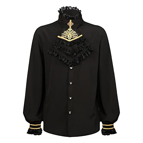 Camisa medieval hombre disfraz vikingo manga larga renacentista steampunk pirata ropa gótica