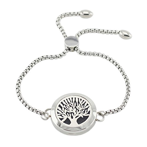 JOYMIAO Huile Essentielle Diffuseur Bracelet Aromathérapie Réglable Taille Bracelet en Acier Inoxydable - Cadeau de Noël Bijoux Exquis Femmes Cover