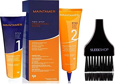 Iso MAINTAMER Two-Step STRAIGHTENING SYSTEM, Damage-Free, Thio-Free, Lye-Free, Frizz-Free (with Sleek Tint Applicator Brush)