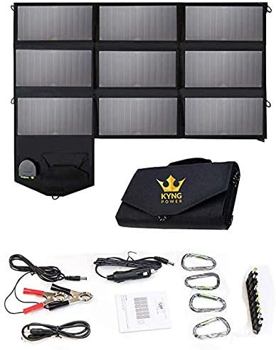 Kyng Power 60Watt Foldable Solar Panel Charger 18V Charging Portable Power Station 5V USB 12V Car Charging/Camping, Emergency, Laptop, iPhone, Tablet, etc. (Kyng Power Solar Charging Panel)