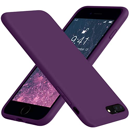 Vooii Compatible with iPhone 8 Plus Case, iPhone 7 Plus Case, Soft Silicone Gel Rubber Bumper, Microfiber Lining Hard Shell Shockproof Full Body Protective Cover Grape