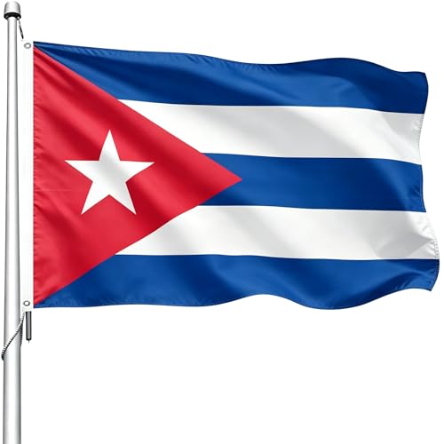 WANSHUNDE Cuba Cuban Flag 3x5 Ft Outdoor - Premium Polyester Double Stitched Cuba Flags Vivid Color Fade Proof Cuban National Flags with 2 Brass Grommets