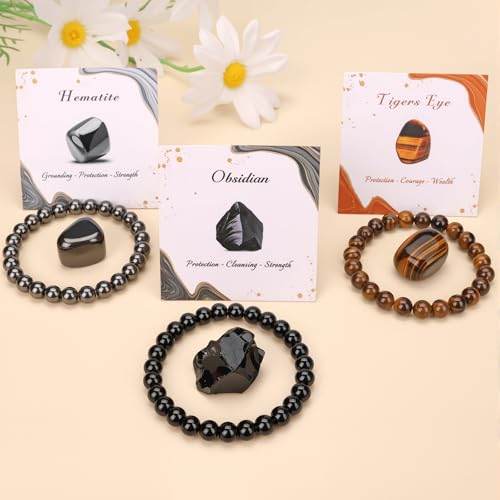 3PCS Healing Crystal Bracelets for Women Men 8mm Natural Stone Beaded Stretch Bracelet Handmade Gemstone Reiki Spiritual Jewelry Gifts2