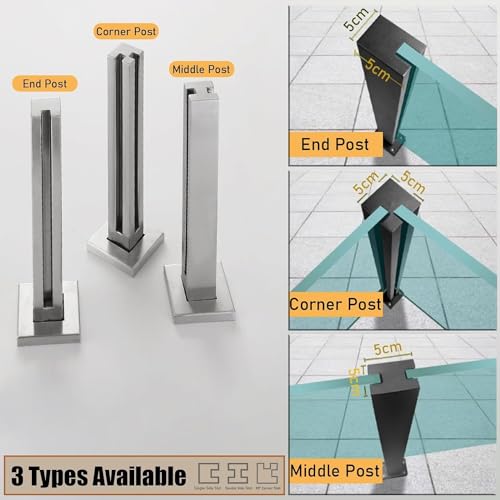 Poteau de garde-corps en verre inox 304 avec base robuste pour balustrade - 5