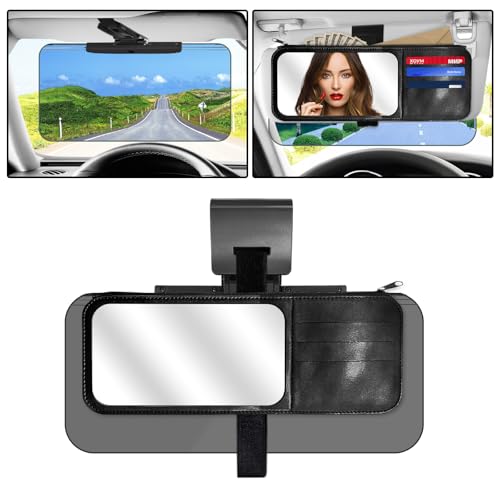 Sun Visor Extender for Cars,3 in 1 Adjustable Polarized Sun Visor Extender,Visor Organizer and Mirror for Car. Polarized Car Sun Visor,Safe Driving Extension for Glare/UV,Clip on, Universal(L)