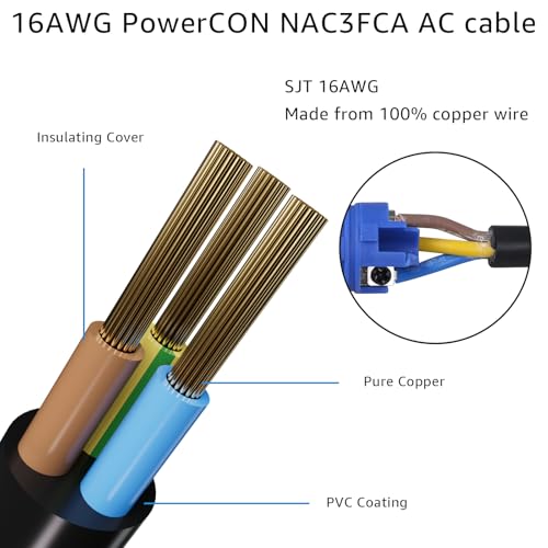 Image of 3-Prong NEMA 5-15P to PowerCON Cable 20A 3 Pin PowerCon Input Connector to NEMA 5-15P Connector Cord for Outdoor Stage Light LED Screen- 3M /9.8FT