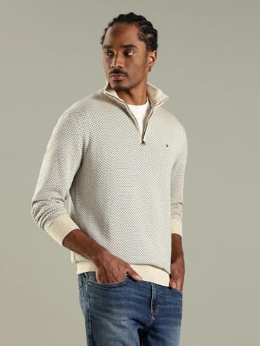 Image of Texture Regular Fit Cotton Sweater