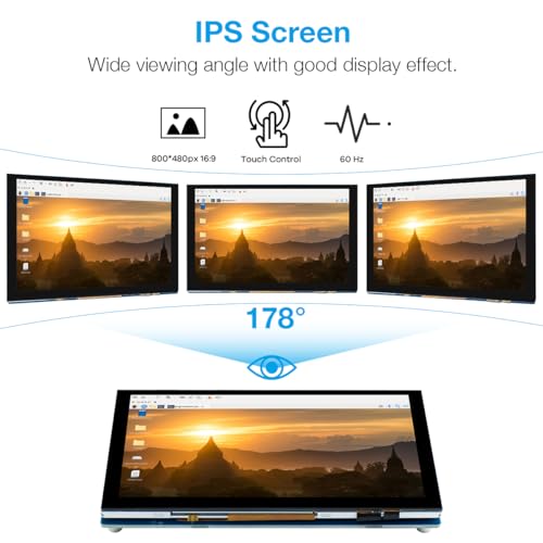Image of Hosyond 5 Inch Touchscreen IPS MIPI DSI Display Compatible with Raspberry Pi 5 /4 /3, 800x480 Pixel Capacitive Screen Driver-Free Interface