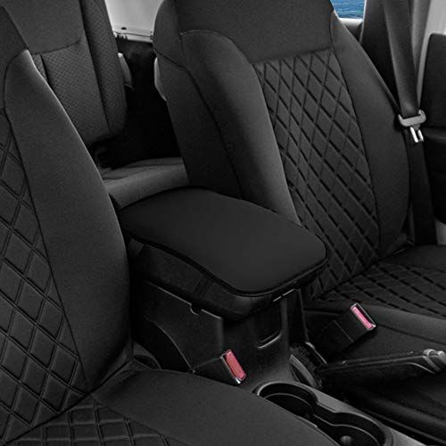 Image of FH Group Neosupreme Black Flat Pattern Center Console Pad - Water-Resistant Armrest Cover Protector for Cars, SUVs & Trucks