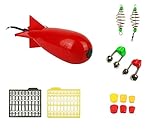 Rocket Carp Fishing Feeder Large Spod Bomb Bait Pellet, 2 Pcs Spring Fishing Feeder, 6 Pcs Fake Corn...