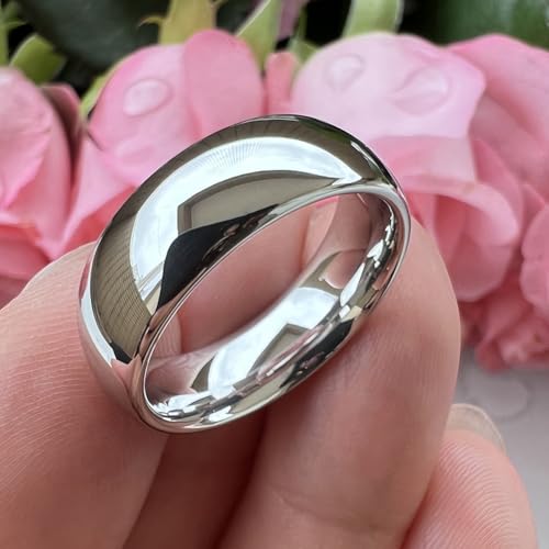 Image of TUTISS 2mm 3mm 4mm 5mm 6mm 7mm 8mm 10mm White Tungsten Rings for Men Women Engagement Wedding Bands Domed Polished Shiny Comfort Fit