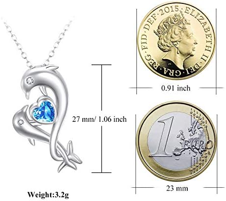 MEDWISE Dolphin Necklaces for Women, 925 Sterling Silver Dolphin Pendant Moonstone Necklaces Dolphin Jewellery Gifts for Women Girls Daughter