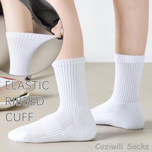 Kids Crew Socks Girls Cushioned Athletic Socks Boys Cotton Breathable Dress Socks Sports School Uniform Youth4
