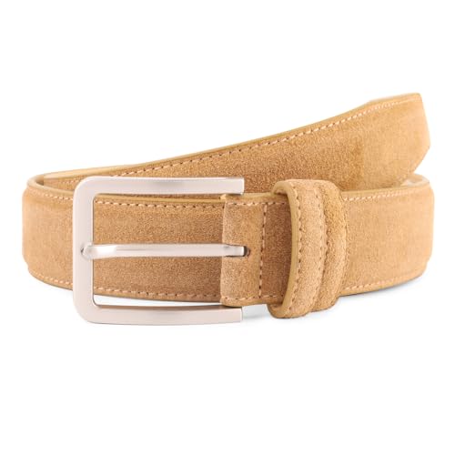 Image of Men's Belt Casual Genuine Leather Suede Belts for Men 1 3 /8 inch Wide Elegant Golf Dress Belt