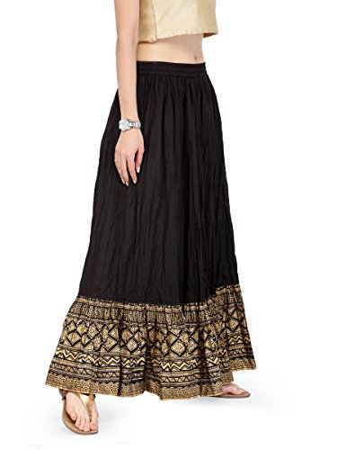 Image of Varanga Women's Cotton Knee-Length Frills Skirt