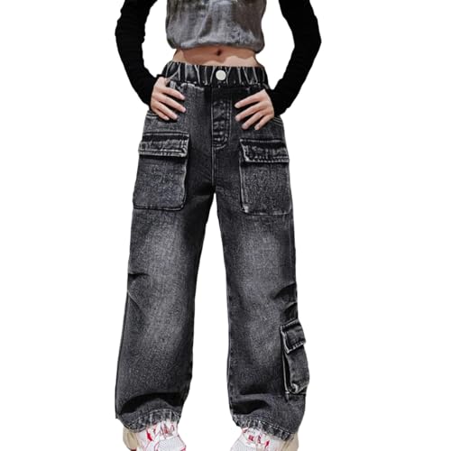 Pantalon garçon en denim baggy à poches pour style décontracté