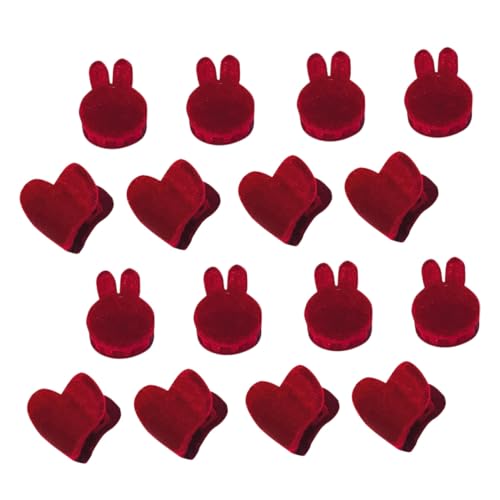 Mini pinces à cheveux en tissu rouge UKCOCO : lot de 16 barrettes cœur et lapin