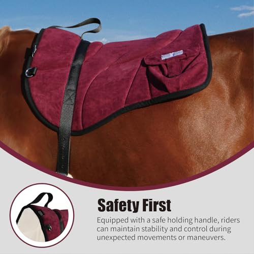 Image of Harrison Howard Ergonomically Designed Correct Bareback Pad with Side Pockets Extra Thick Center for Maximum Support Anti-Slip Bareback Pad Comes with Matching Girth