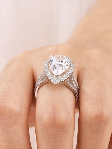 Luxury 5.0CT Pear Cut Engagement Ring for Women, S925 Silver Split Triple Shank Halo AAAAA CZ Promise Ring4