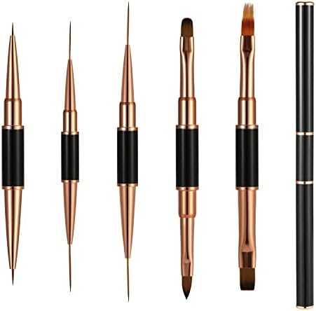 5 PCS Nail Brushes Set Double-Ended Metal Nail Brushes Acrylic Nail Dotting Art Design Pen and Nail Painting Tools for Nail Salon Nail Beauty Gel Nail Polishing Fingernail Art DIY at Home