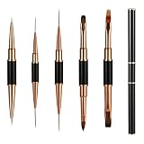 5 PCS Nail Brushes Set Double-Ended Metal Nail Brushes Acrylic Nail Dotting Art Design Pen and Nail