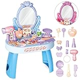 Penteadeira Infantil Princesa Maquiagem com Acessórios Brinquedo Menina Faz de Conta (Azul)