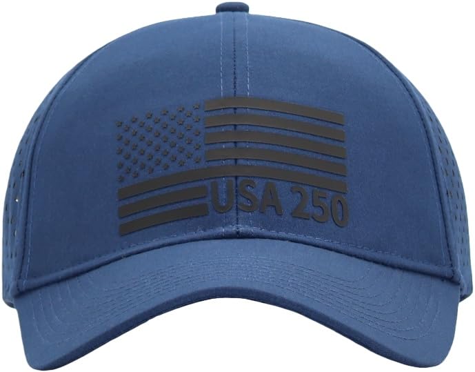 Image of 250th Anniversary USA Flag Hat, Laser Cut Breathable Mesh Patriotic Tactical Baseball Cap for Men Women, Fits OSFM&XXL Head