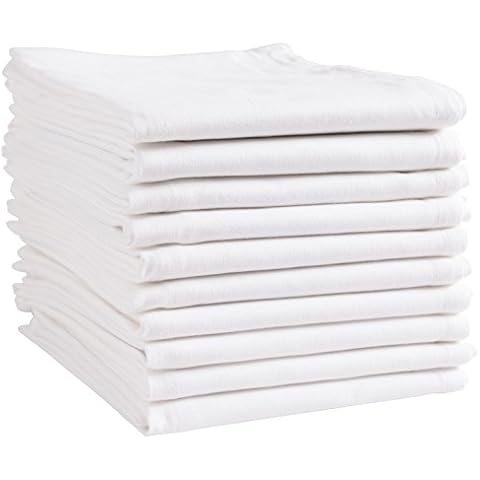 KAF Home White Kitchen Towels, 10 Pack, 100% Cotton - 20 x 30, Soft and Functional Multi-Purpose, Baking, Cooking, Cleaning, Printing, Monogramming, and Embroidery (Plain Weave) Cover