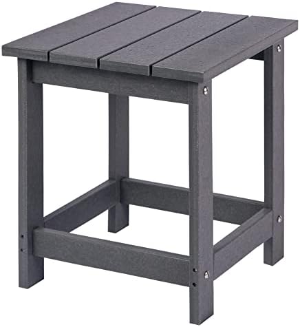 LZRS Adirondack Square Side Table, Pool Composite Patio Table,HDPE End Tables for Backyard,Pool, Indoor Companion, Easy Maintenance & Weather Resistant(Grey)