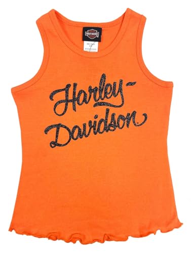 Harley-Davidson Little Girls' Glittery Rib Toddler Racerback Sleeveless Tank Top