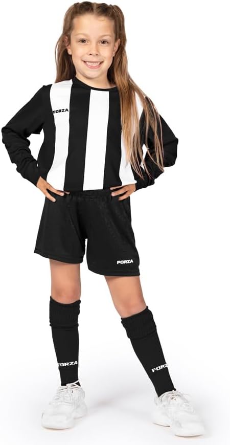 FORZA Kids' Striped Long Sleeve Soccer Uniforms | Lightweight, Quick-Dry Sportswear for Boys and Girls - Ages 5-14