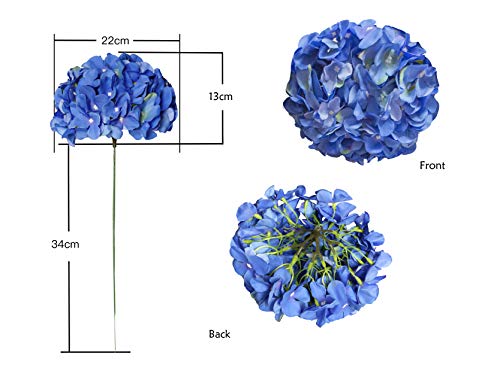 Duhouse Artificial Hydrangea Silk Flower Heads With Stem Fake Royal Blue Hydrangea Flowers For Wedding Home Garden Centerpiece Pack Of 6(Royal Blue) #TOP3