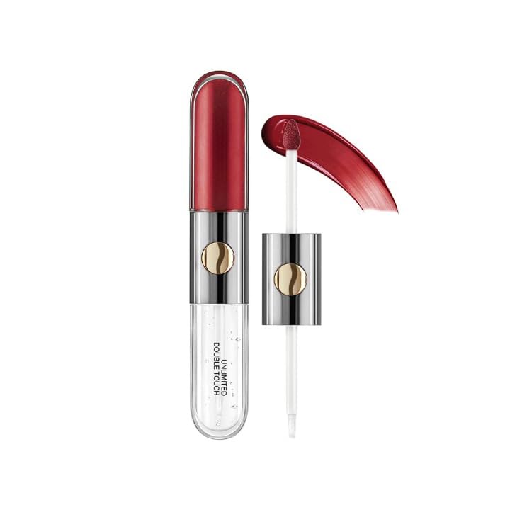 VBA Two-step Liquid lipstick with Moisturizing Lip Oil Double Head Waterproof Lip Gloss Non-Sticky Tinted with Fruit Flavor Lip Oil Matte Finish (128)-image-39