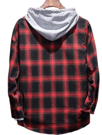Image of Lavnis Men's Plaid Hooded Shirts Lightweight Shirt Jackets