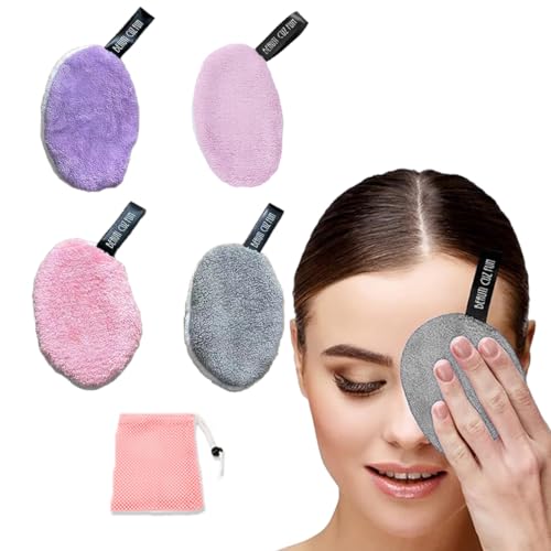 ZEPIQOR 4 pcs Discos Desmaquillantes Reutilizables, Algodones Desmaquillantes Lavables, Muselinas Desmaquillantes Super Suave Limpieza Profunda de Poros Viene con Bolsa de Malla para Todo Tipo Piel