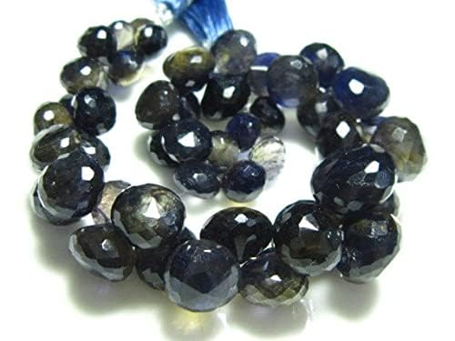 Iolite oignon briolette aux reflets bleus facettés de taille 7-11mm - 4